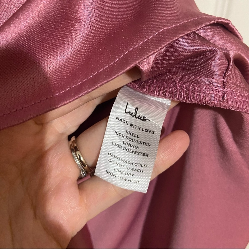 Lulu’s NWT Always Celebrating Mauve Pink Satin Off-the-Shoulder Mini Dress M - Picture 9 of 11
